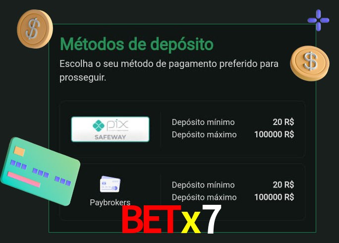 O cassino betx7 oferece uma grande variedade de métodos de pagamento